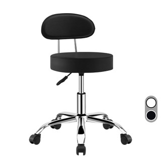 Cadeira Mocho Com Encosto Estofado Premium Giratória Estética Massagista e Tatuador Base Cromada Ferro