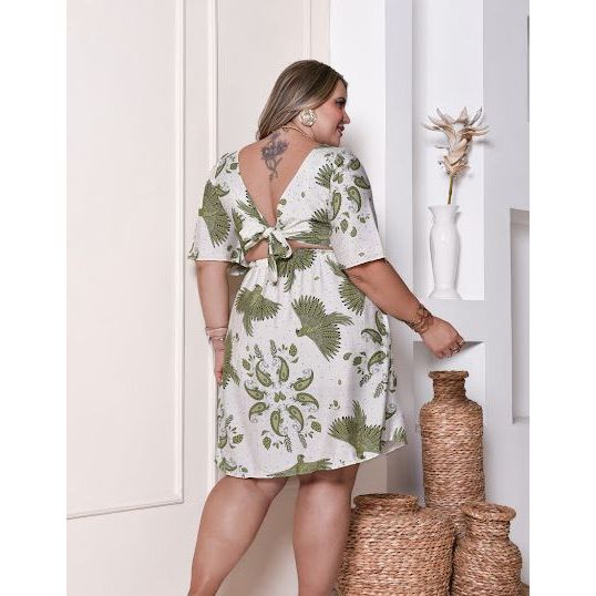 Vestido Plus Size Feminino Curta Estampado Tamanho G1 G2 em Oferta na Shopee