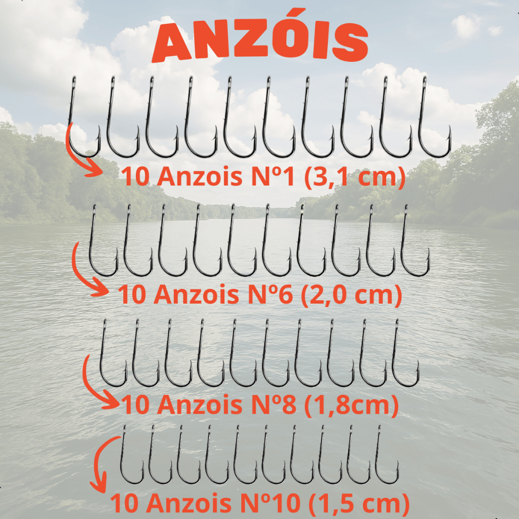 Detalhes do Kit Pesca Esportiva Estojo Anzol Chumbada Girador Sinete Empate Boia 64 Itens
