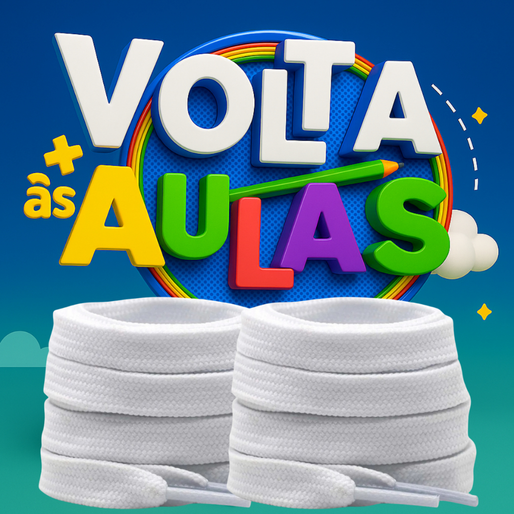 Par de Cadarço Infantil 70 cm BRANCO Cheios de Estilo Chuteira Campo Salão Esporte Lazer Criativo