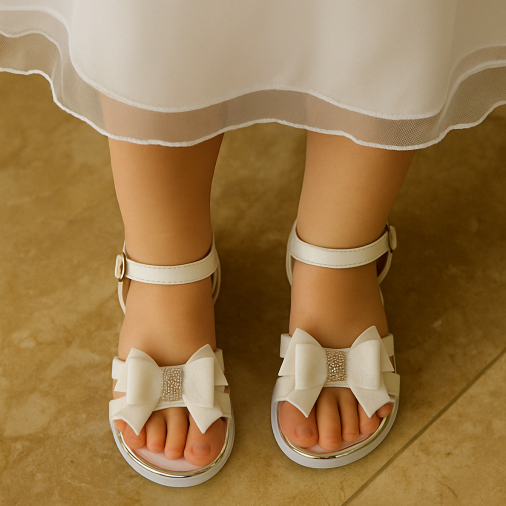 Sandália Infantil Menina Batizado Festa Sandalinha Confortável com Laço Branca e Strass Leve em Oferta na Shopee