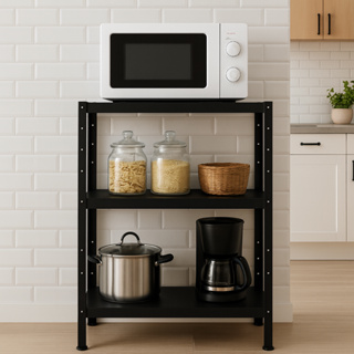 Balcão Microondas Aço Reforçado Multiuso Cozinha e Escritório Preto em Oferta na Shopee