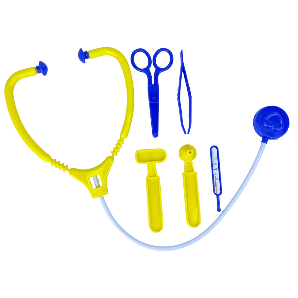 Brinquedo Medico Kit 7 peças Infantil Seringa Estetoscopio Com Acessorios Criança