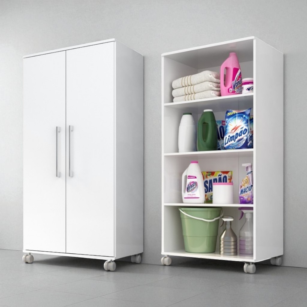 Armario Lavanderia Michele 2 Pts 1,10m Com Rodinhas em Oferta na Shopee