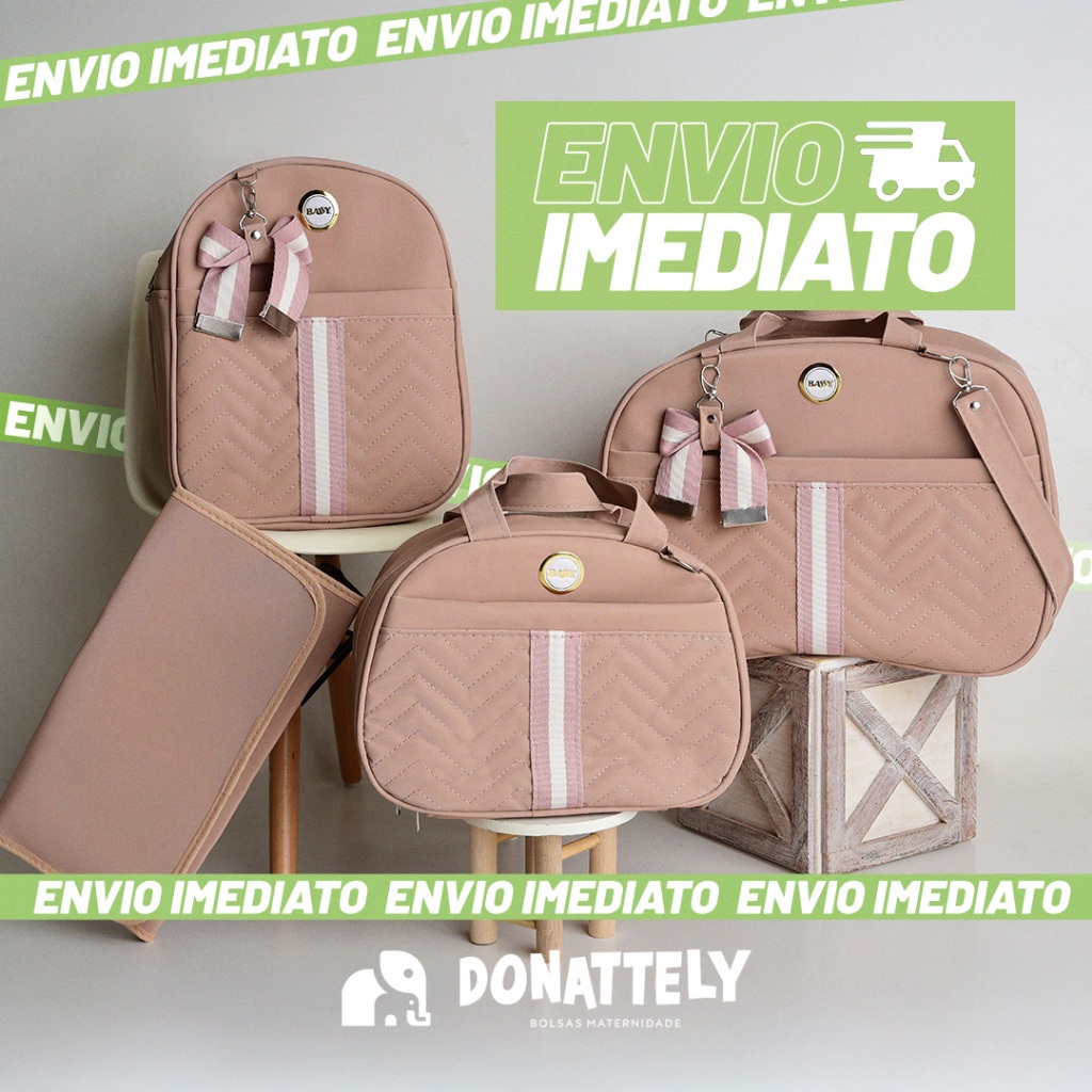 Kit Bolsa Maternidade Com Laço e Faixa 4 Peças Menina/Menino, Térmico e Impermeável DONATELLY
