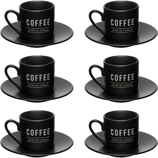 Jogo 6 Xícaras Com Pires Em Porcelana Manhattan 80ml 12 Peças em Oferta na Shopee