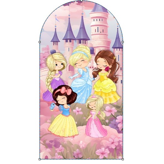 PAINEL PARA FESTAS, PRINCESAS CUTE CASTELO ROSA, ROMANO 2X1 OU 2,2X1,5