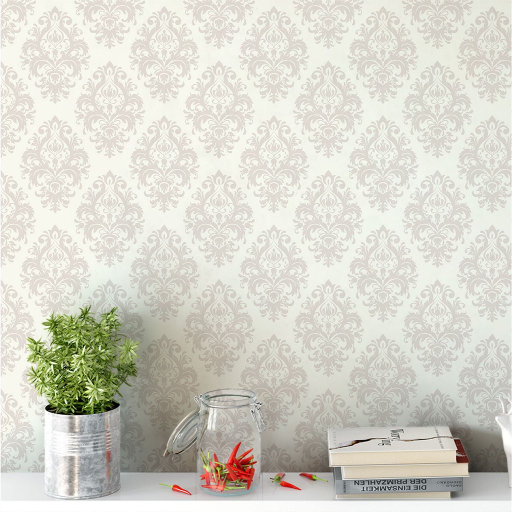 Papel de Parede Adesivo Decorativo Damask Vintage em Tons Pastéis