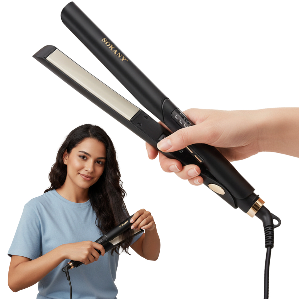 Chapinha Prancha Cerâmica Bivolt Visor de Led Bivolt 140 °C a 220 °C Cabo Giratório Anrti Frizz