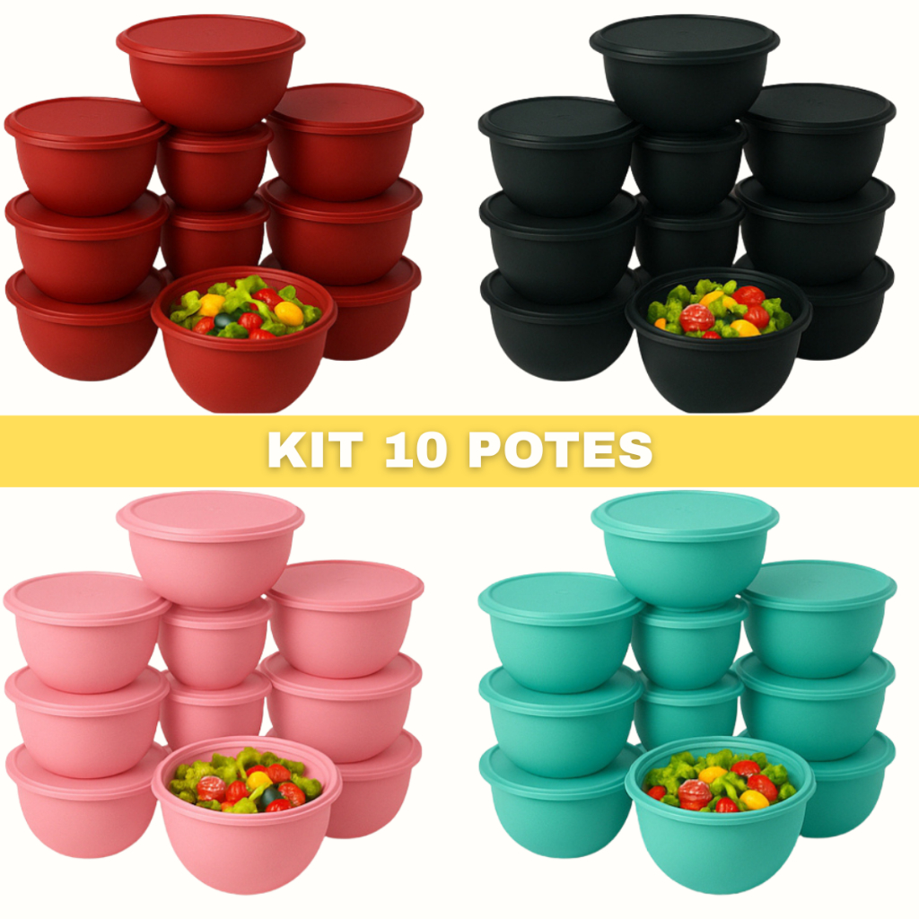 Kit 10 Potes Plásticos BOWL Marmitas 500 ml em Oferta na Shopee