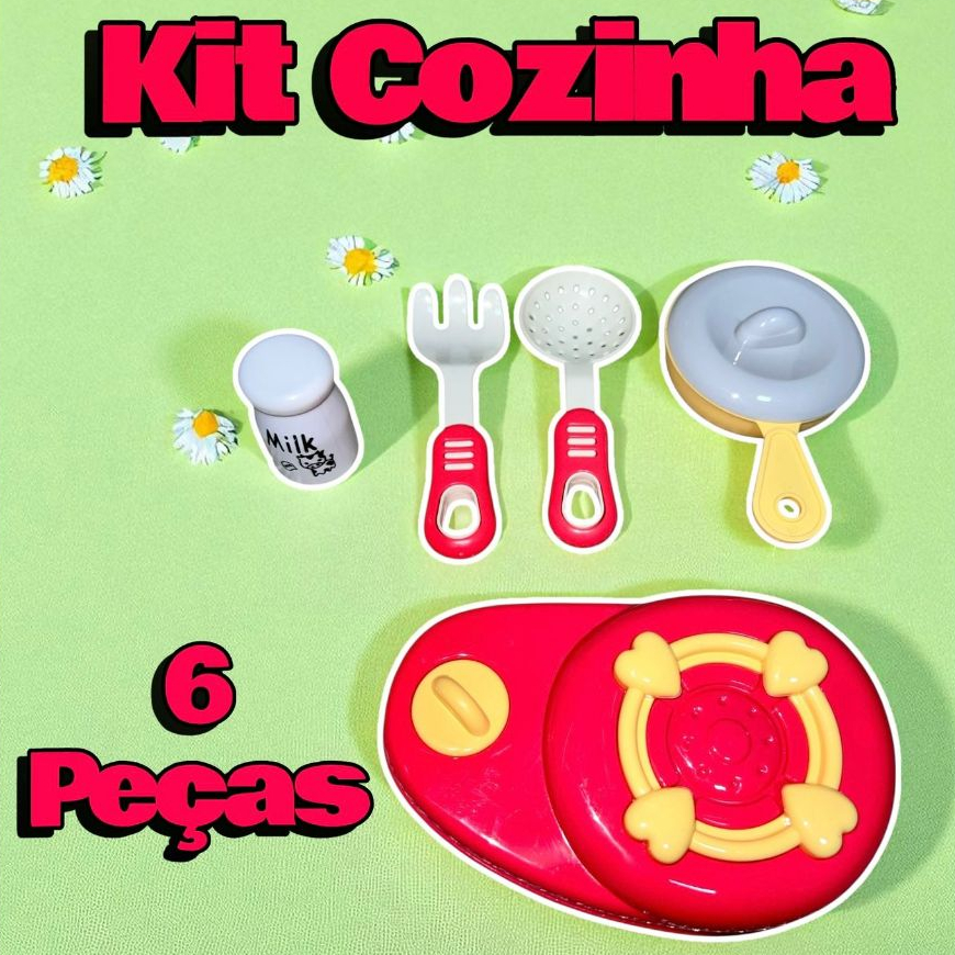 Kit Cozinha Infantil 6 Peças | Fogão, Panelinhas e Acessórios de Brinquedo – Art Brink
