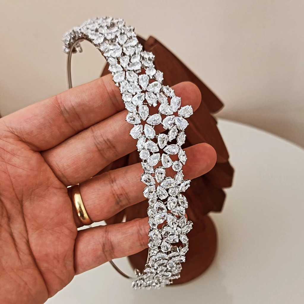 Linda Coroa Tiara Porta Coque Luxo Feito de Zircônia para Noiva Casamento Debutante Festa de 15 Anos