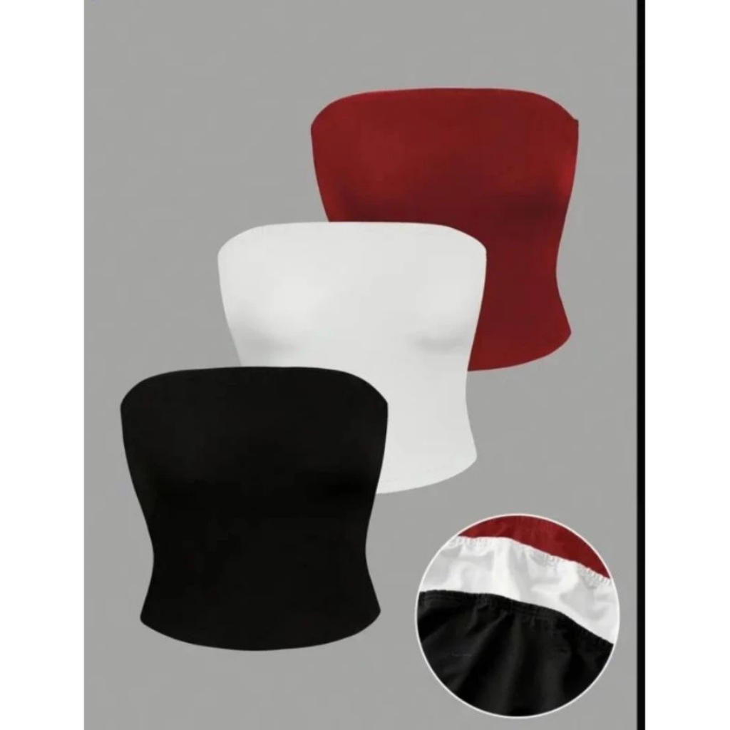 Kit 3 cropped top tube tomara que caia feminino