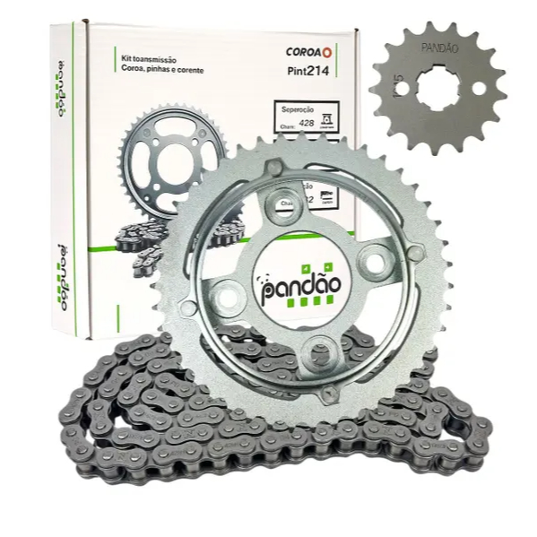 Kit Relação Transmissão PANDÃO | YBR |  TITAN 150/160  |  SUZUKI YES | FAN 125 | XTZ CROSSER 150