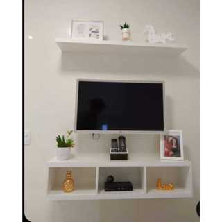 Nicho Rack Suspenso com divisão tripla  + Prateleira 90x10 para TV em Oferta na Shopee