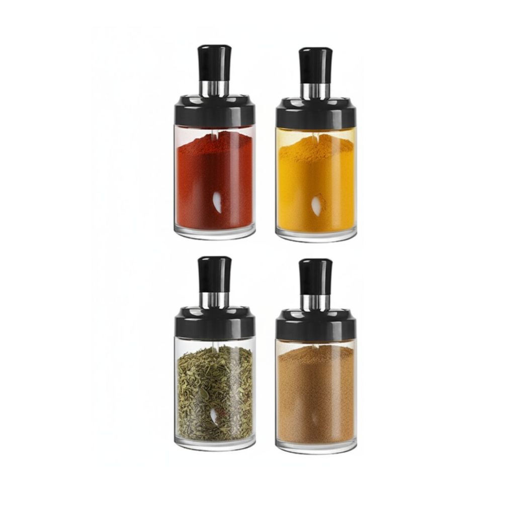 Kit 4 Potes Vidro Com Colher Tempero Condimento Sal Açucar em Oferta na Shopee