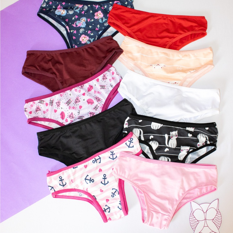 Kit 10 Calcinhas infantil Menina Conforto Estampadas Dia a Dia em Oferta na Shopee