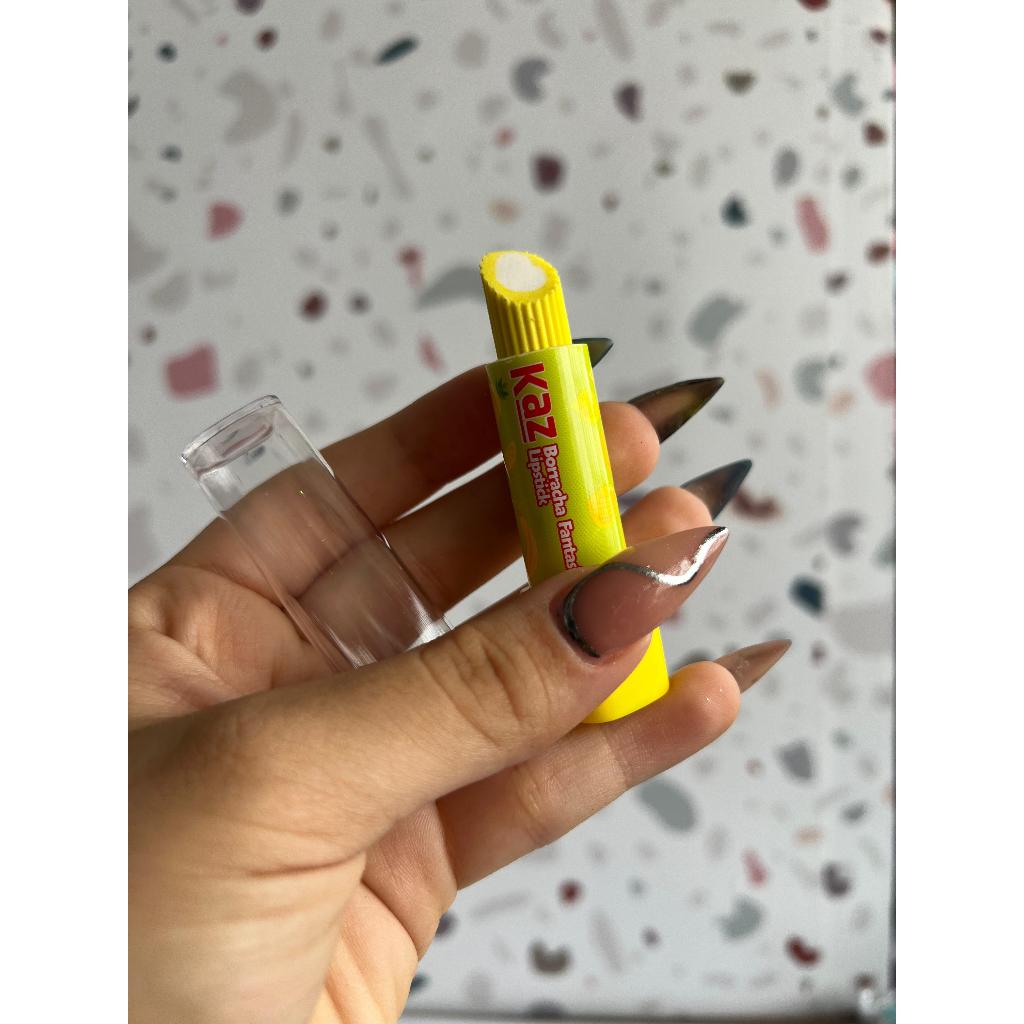 Borracha Fantasia Lipstik Formato de Batom Kaz KZ3036 Unidade ou Caixa c/12 Qualidade Rosa Roxo ou Amarelo