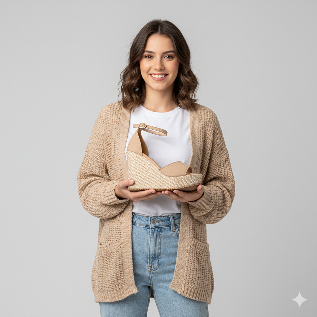 Anabela Lara Reis Sandália Feminina Salto Plataforma Anabela
