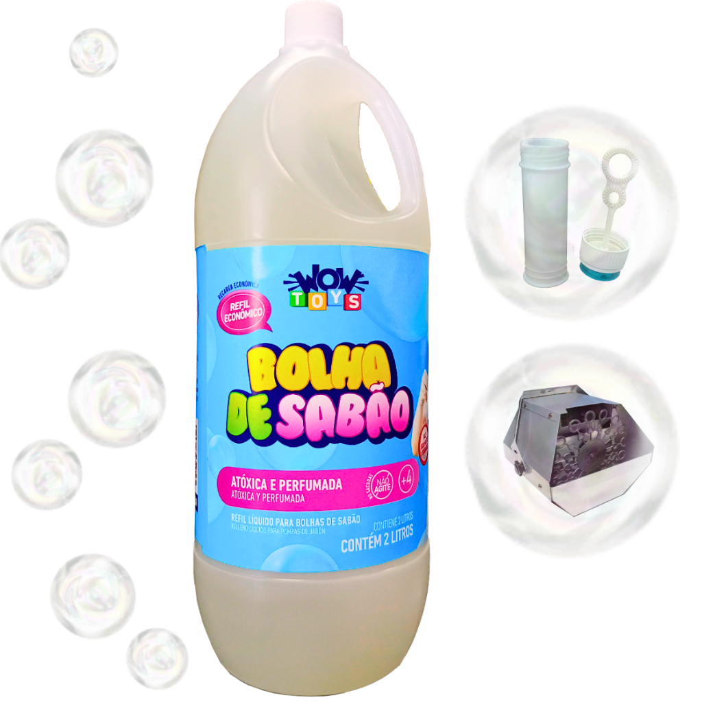Refil Líquido 2 Litros Bolha De Sabão WowToys para brinquedo maquina bolinha de sabão Bubble