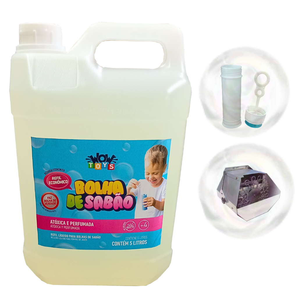 Refil 5 litros Fluído Líquido Bolhas De Sabão Máquina e Brinquedos Bolhinhas Bubble