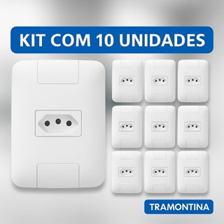 Kit 10 tomadas 2P+T 10A e 20A Tramontina Aria 4x2 Branco original em Oferta na Shopee