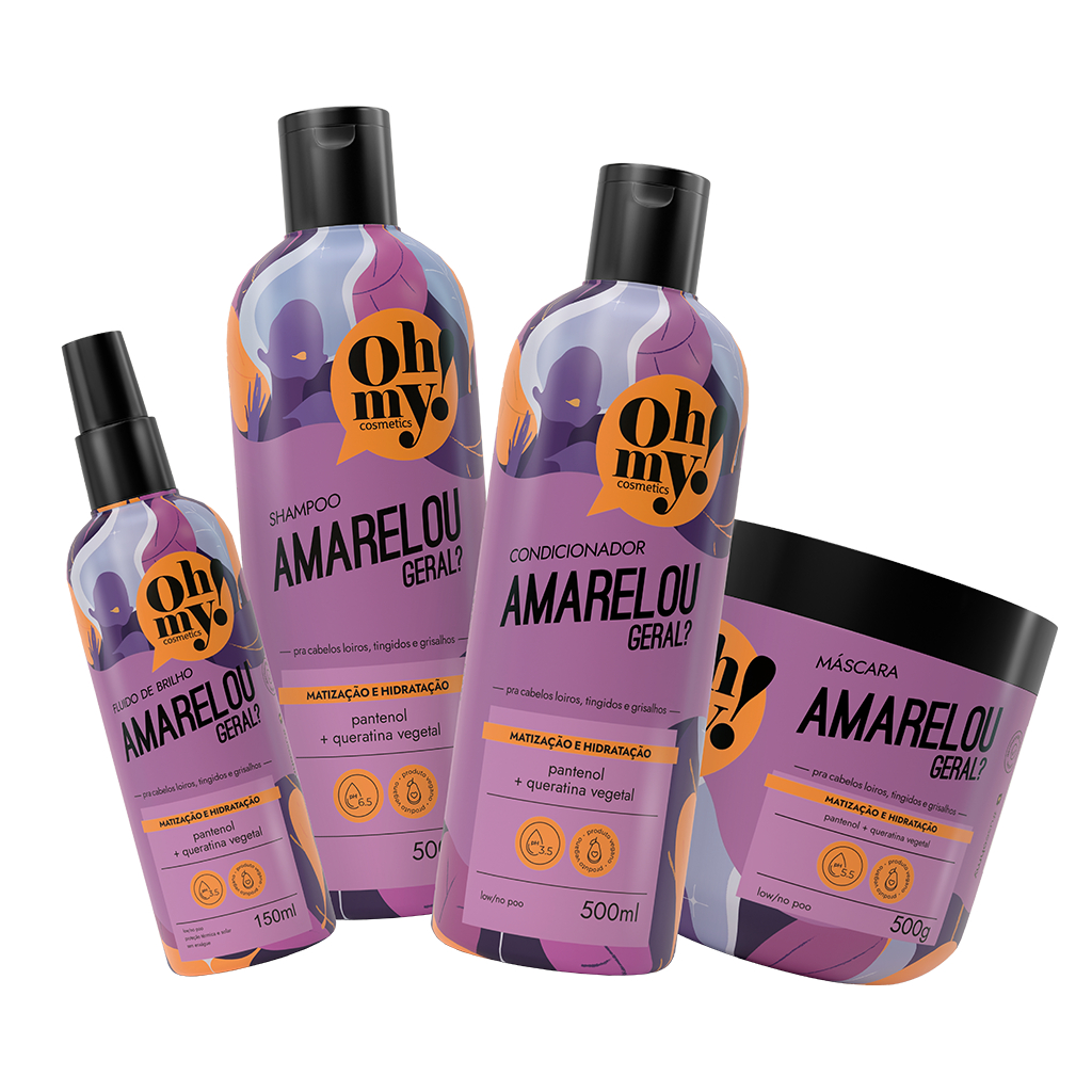 Kit Shampoo Condicionador e Mascara Matizadora 500ml/gr + Finalizador 150ml Amarelou geral? Oh My!