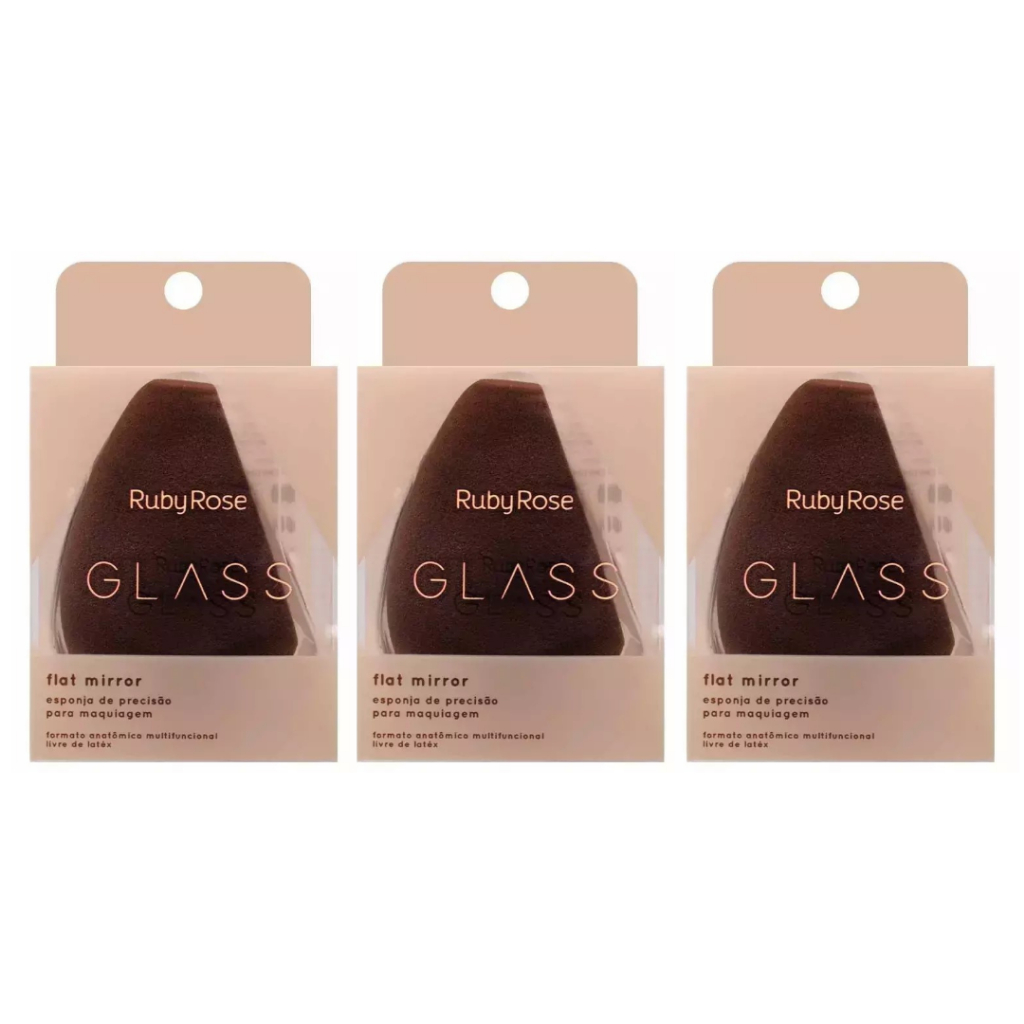 Esponja de Maquiagem Flat Mirror Glass Ruby Rose HBS06