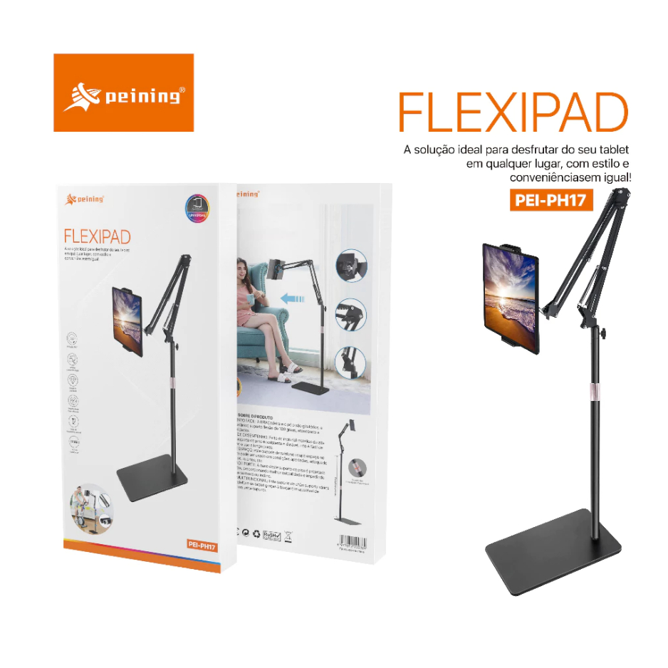 Pedestal Celular Tablet Universal Articulado 360° ajuste de 180° do braço de suporte ipad PEI-PH17