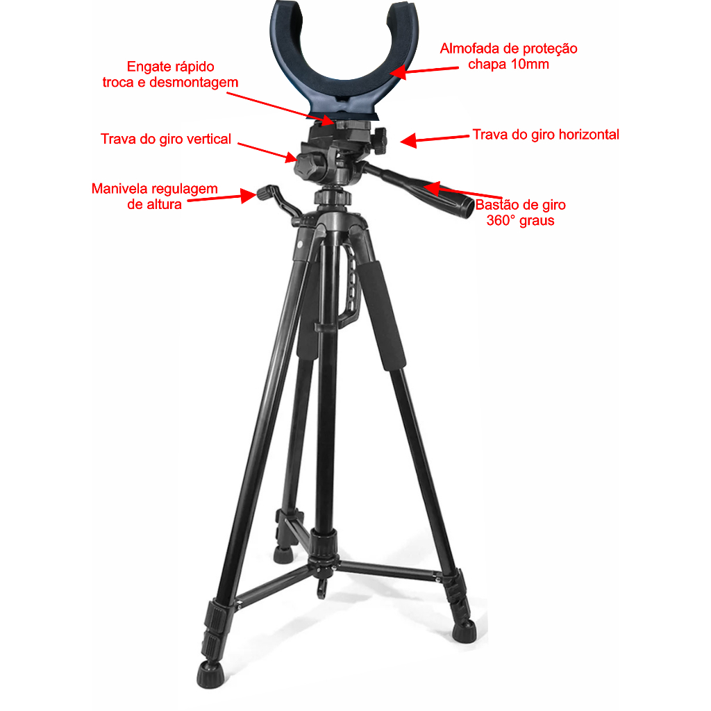 Tripé Apoio Carabinas Pcp Pressão Rifle Tiro Precisão 1.80m