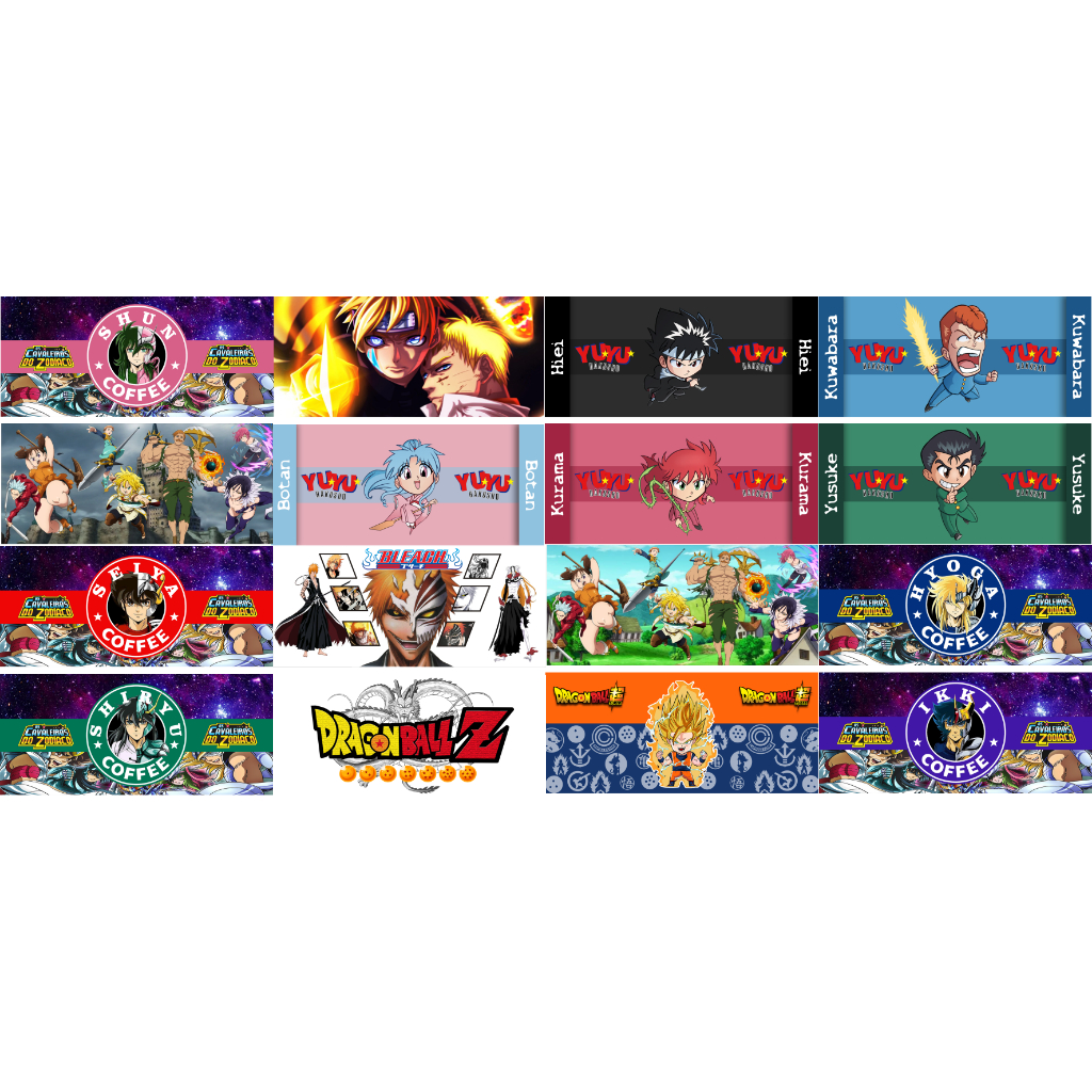 32 Estampas Prontas Sublimáticas Animes Yu Yu Hakusho Cavaleiros Dos Zodiacos Naruto Dragon Ball Nanatsu no Taizai