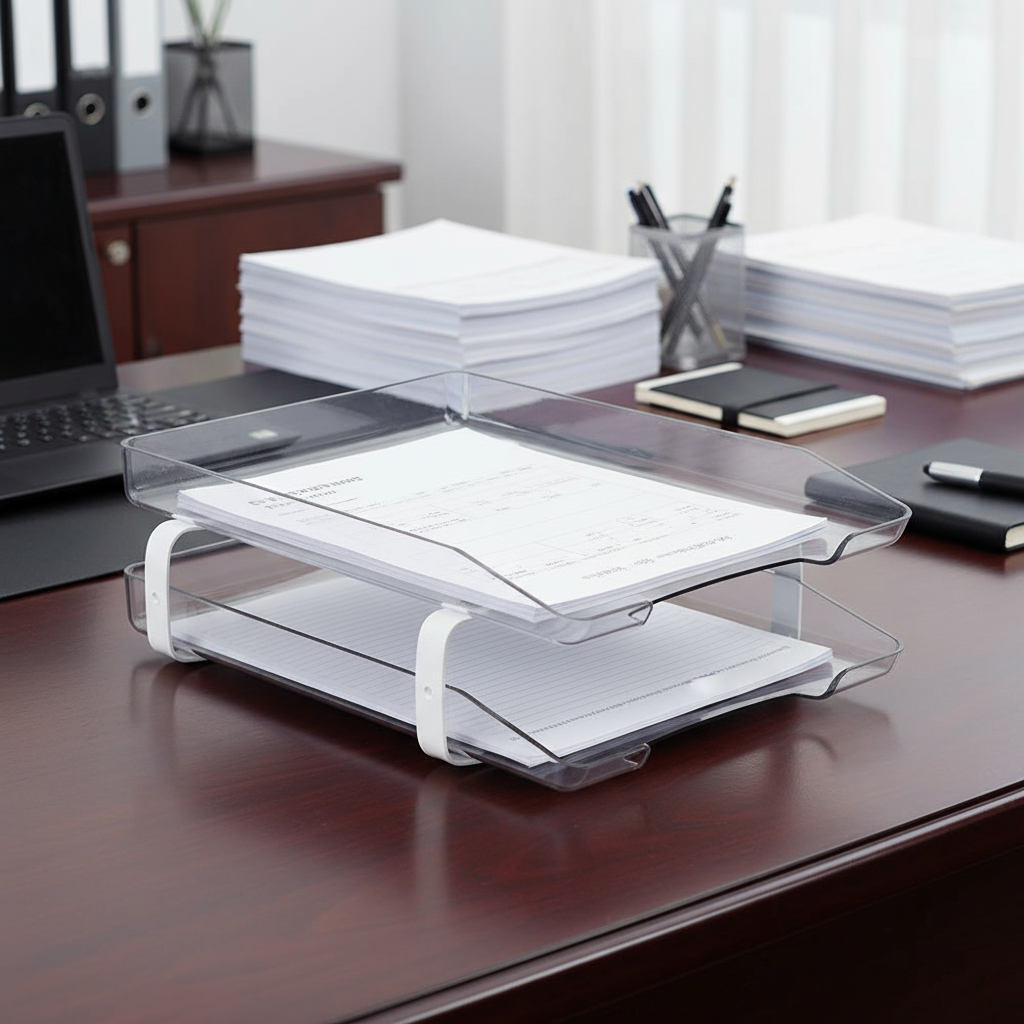 Caixa Bandeja Correspondência Organizadora Dupla Cristal Sustentável com Estilo em Oferta na Shopee