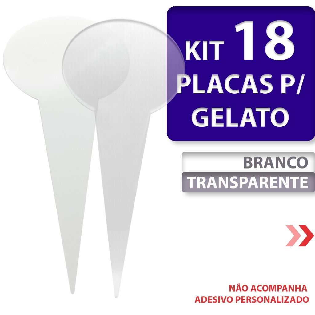 Kit c/ 18 Placas p/ Gelato, Sorvete e Açaí em Acrílico 2mm em Oferta na Shopee