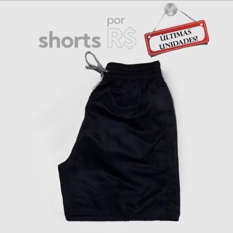 Short Tactel Masculino Elastano Preto Liso P ao G2