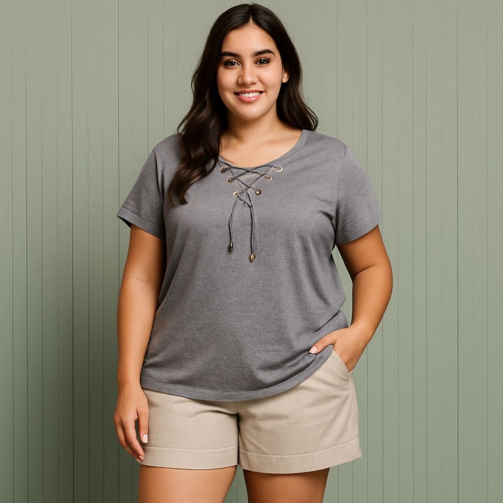 Blusa Feminina Plus Size em Viscolycra Premium Plus Size Manga Curta 42 ao 50