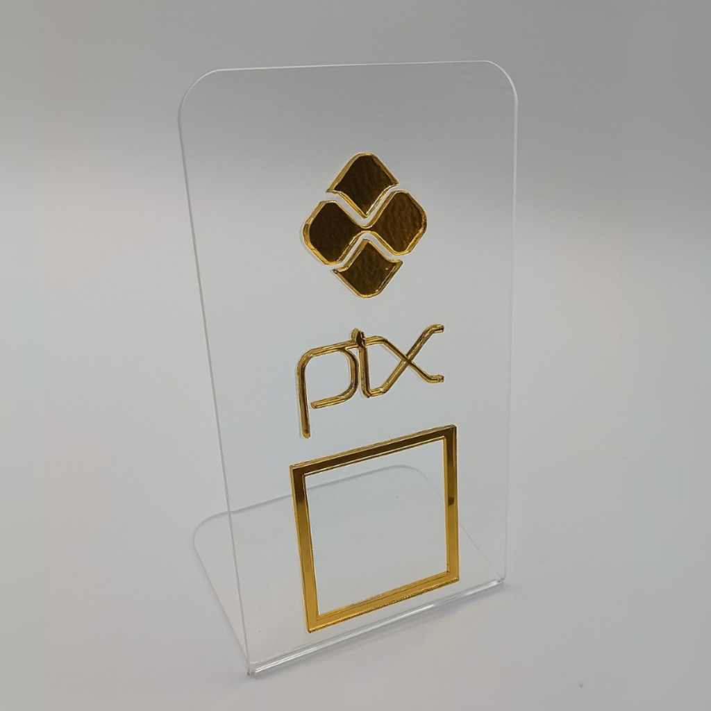 Placa Pix QrCode Pagamento Display Acrílico De Mesa Balcão Loja