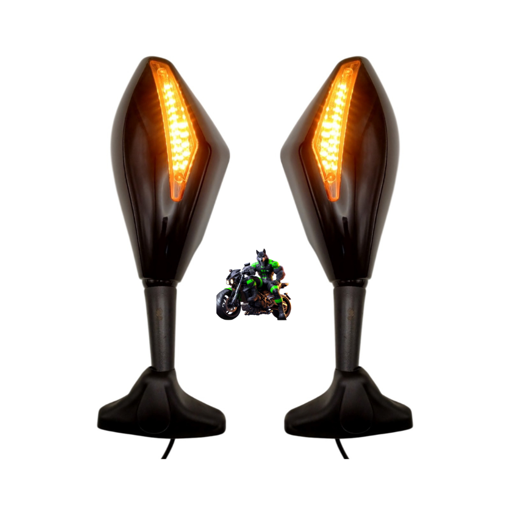 Retrovisor Com Pisca Seta Led Rebatível Universal Para Motos Carenadas em Oferta na Shopee