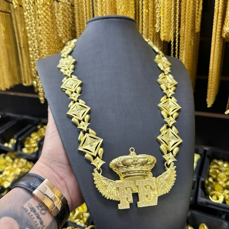 Cordão khalifa 20mm com pingente fé de moeda antiga em Oferta na Shopee