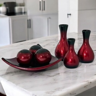 Enfeite Vaso Kit Casa Cerâmica Decoração Fruteira Luxo Mesa Aparador Presente em Oferta na Shopee