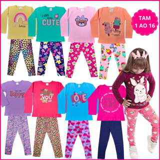 Kit 10 Peças Conjunto Meia Estação Infantil Feminina Roupa de Menina 5 Camiseta 5 Legging 1 ao 16 em Oferta na Shopee