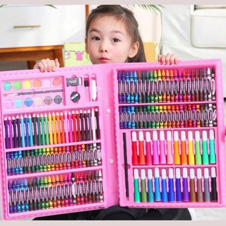 Estojo Maleta Pintura Infantil Kit pintura 24 a 150 peças Canetinhas Giz Lápis Cores e Ta…