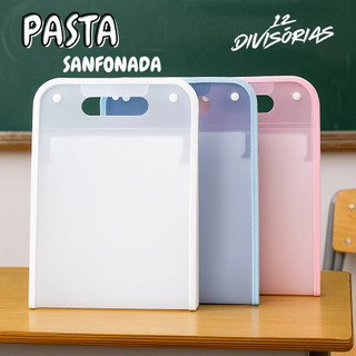 Pasta Sanfonada A4 em Polipropileno 12 Divisórias para Escritório, Escola ou Casa