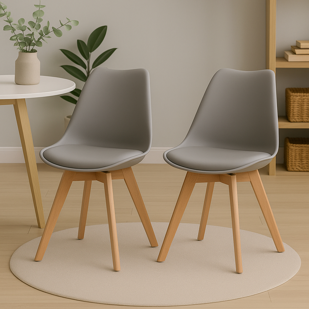 Kit 2 Cadeiras Jantar Saarinen Base Wood Com Assento Estofado Em Couro Fácil Montagem Diversas Cores