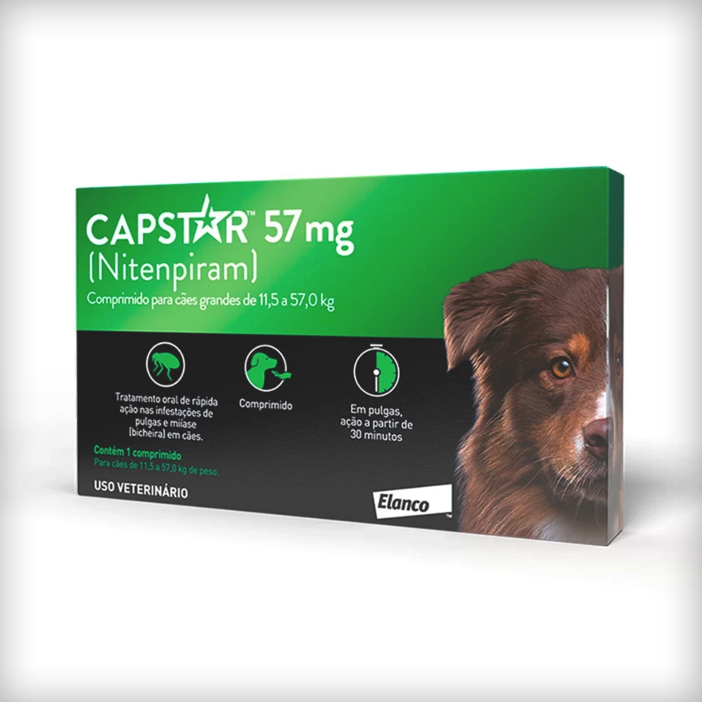 Capstar 57mg Elanco para Cães acima de 11,4Kg até 57Kg - 1 Comprimido