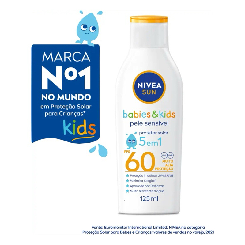 Protetor Solar Nivea Sun Kids & Babies FPS60 Pele Sensível 125ml