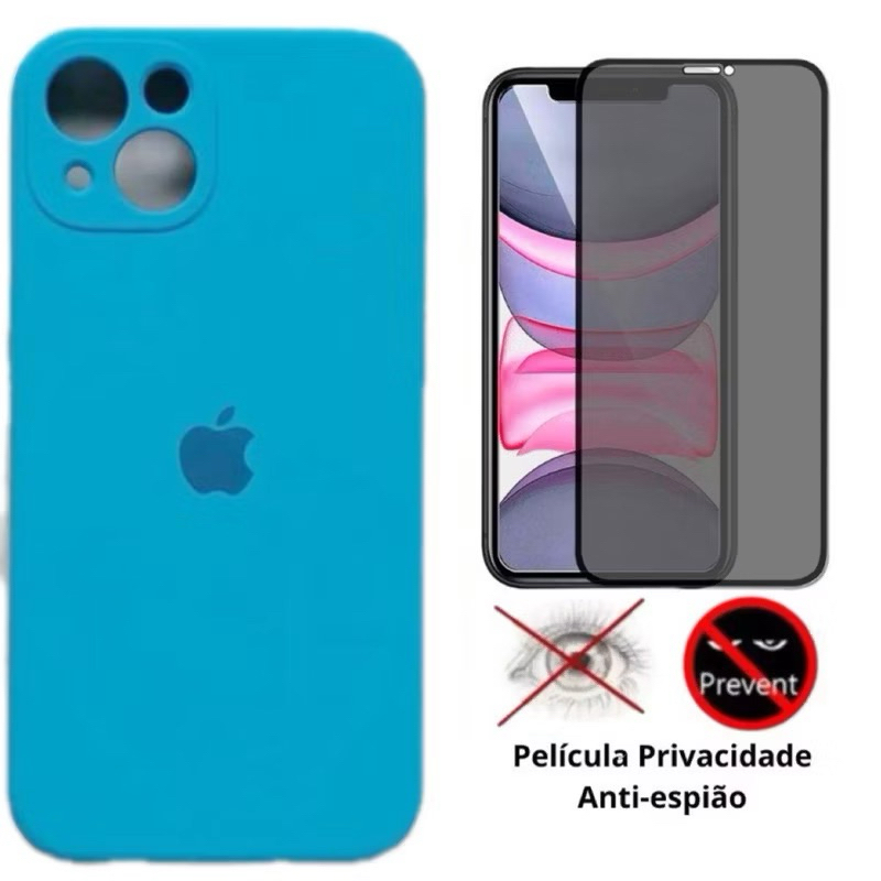 @Kit capinha cilicone aveludado com proteção de câmera para iPhone 13 13pro 13promax com película privacidade 3D