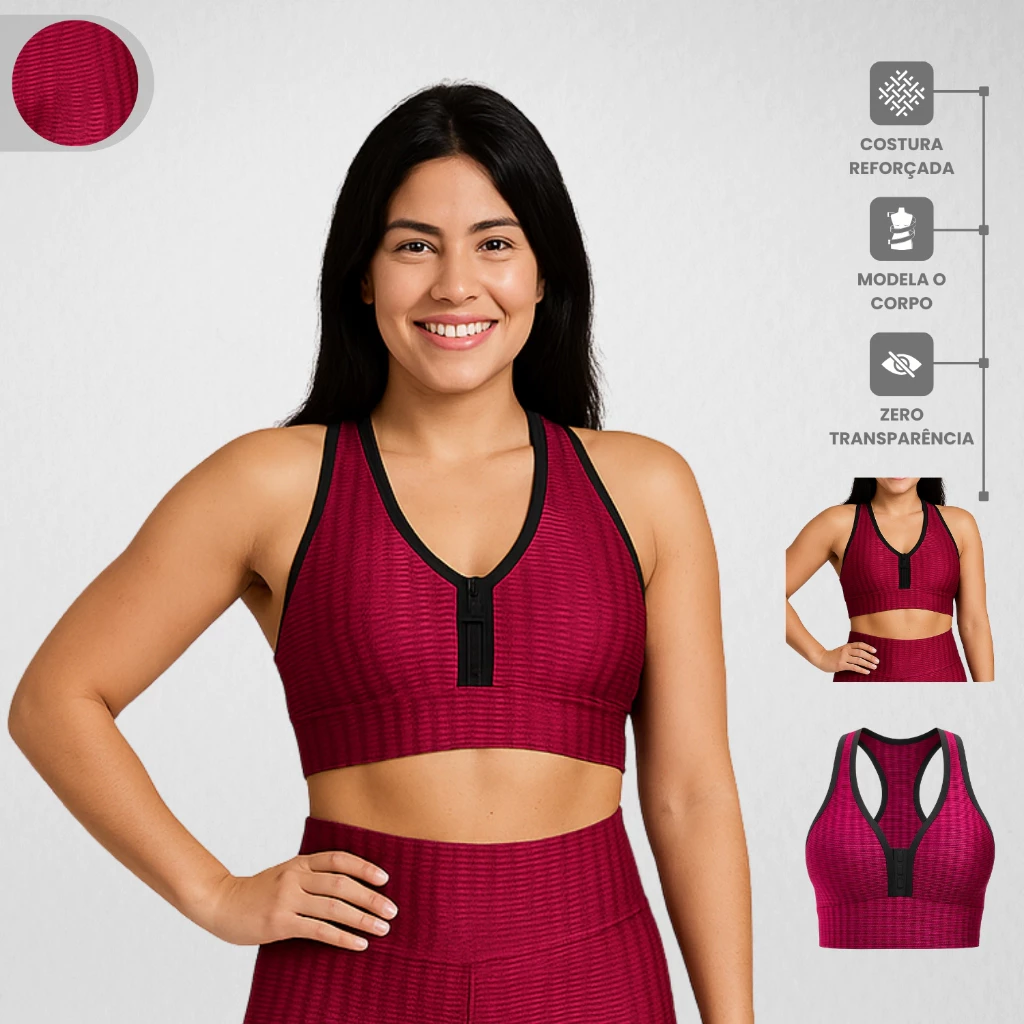 Top Poliamida 3D Feminino Nadador Conforto e Sustentação Roupa Treino Academia Fitness — imagem 1