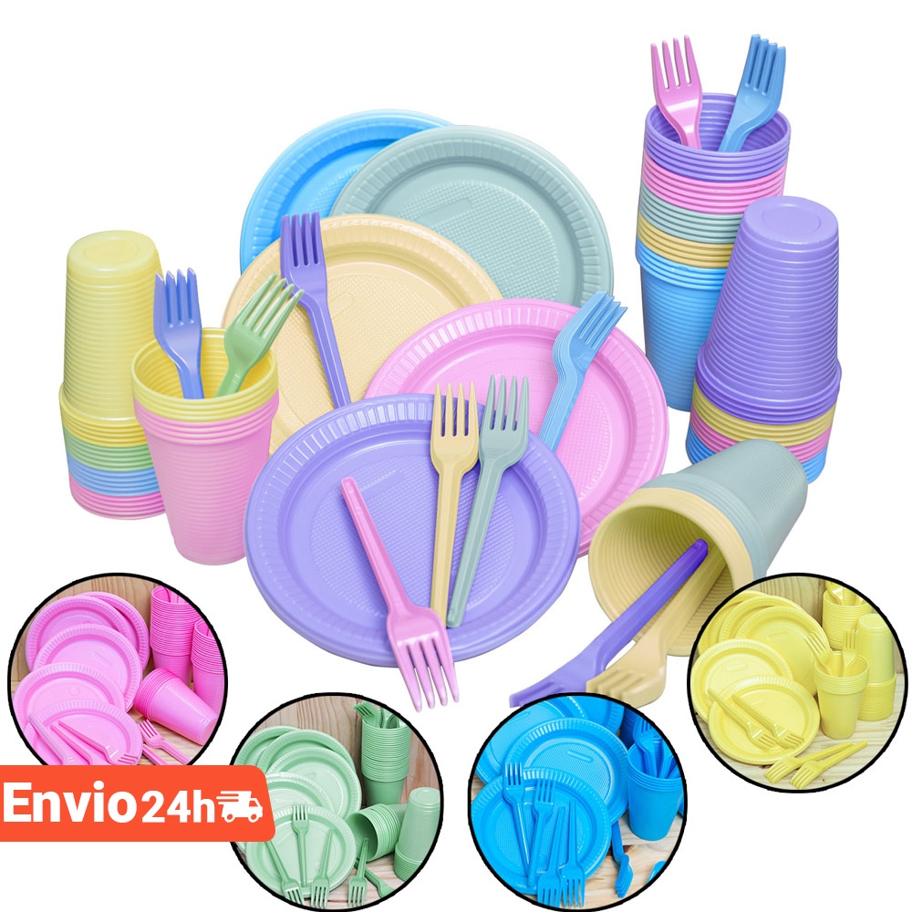 Kit Festa Candy Colors 100 Pessoas Prato, Copo e Garfo em Oferta na Shopee