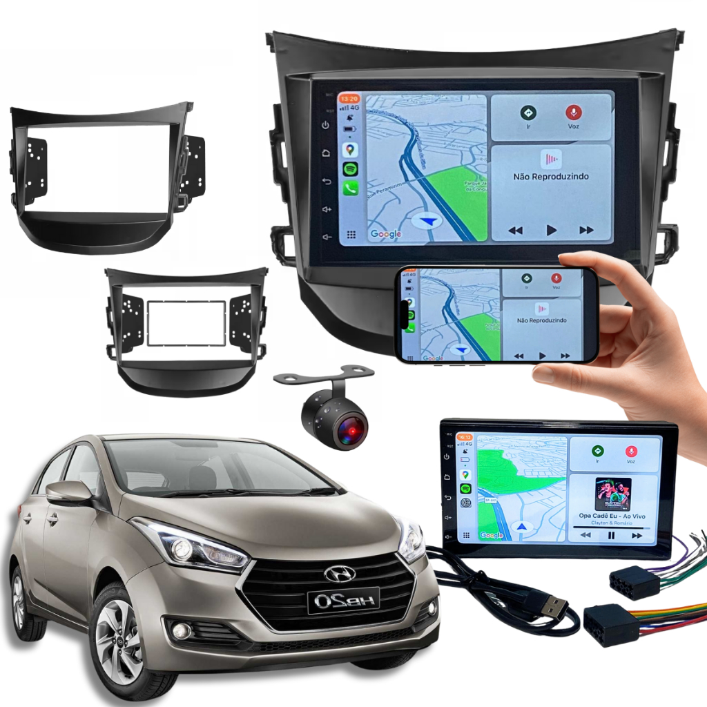 Central Multimídia 7 Polegadas HB20 CarPlay 12/18 e Câmera de Ré