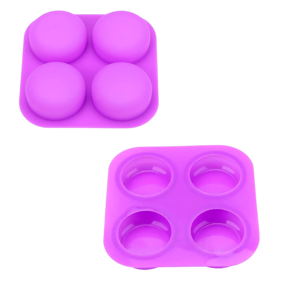 Forma Molde Silicone 4 Cavidades Sabonete Sabão Redondo Liso Vela Artesanato Saboaria